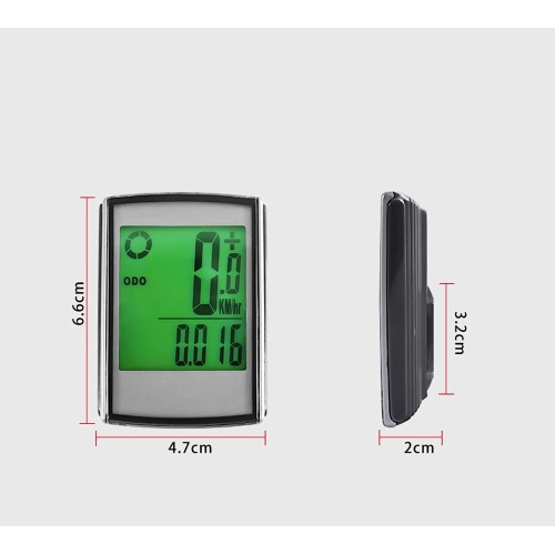 Wireless bicycle computer, waterproof multi-function backlit display, speedometer, odometer, can track speed time