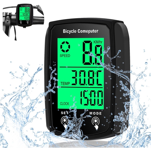Ordinateur étanche à rétroéclairage à grand écran, mesure précise de la vitesse + statistiques de kilométrage, compatible avec les vélos de route/de