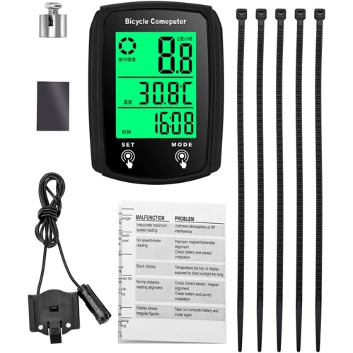 Ordinateur étanche à rétroéclairage à grand écran, mesure précise de la vitesse + statistiques de kilométrage, compatible avec les vélos de route/de