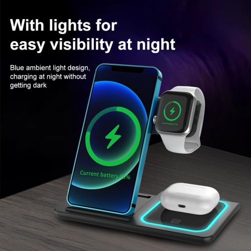 Wireless Charger Foldable Wireless Charging Stand Universal Compatibility Smart Headphone Night Light
