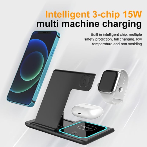 Wireless Charger Foldable Wireless Charging Stand Universal Compatibility Smart Headphone Night Light