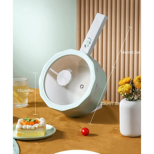 Cuiseur électrique domestique Poêle à frire multifonction Cuiseur à nouilles dortoir étudiant – vert pâle