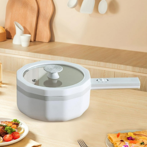 Household electric cooking pot multi-function all-in-one frying pan student dormitory noodle cooking pot - white