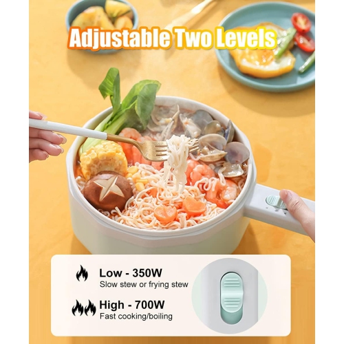 Household electric cooking pot multi-function frying pan student dormitory noodle cooking pot - light green