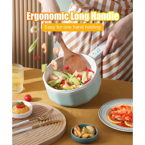 Household electric cooking pot multi-function frying pan student dormitory noodle cooking pot - light green