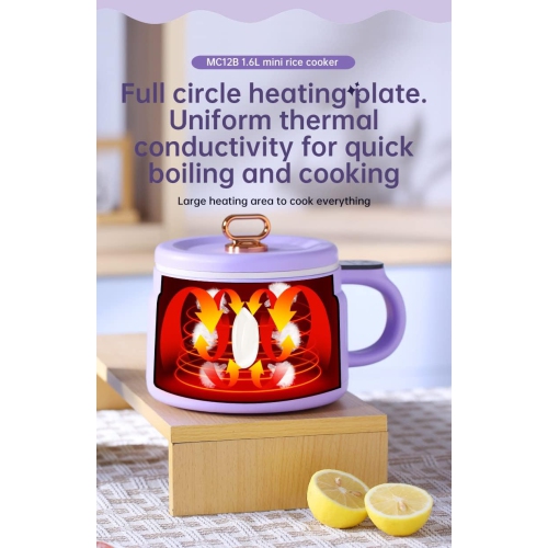 Mini electric hot pot multifunctional small dormitory noodle cooker mini electric noodle cooker non-stick pan - 1.6L purple