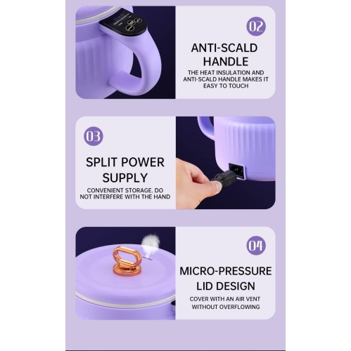 Mini electric hot pot multifunctional small dormitory noodle cooker mini electric noodle cooker non-stick pan - 1.6L purple