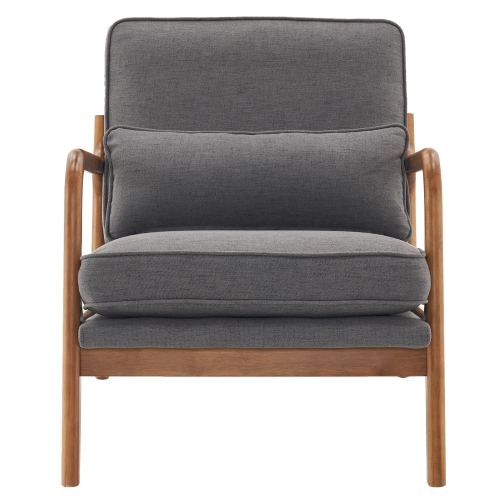 Karl Home – Fauteuil d'appoint en bois massif Mid Century, gris