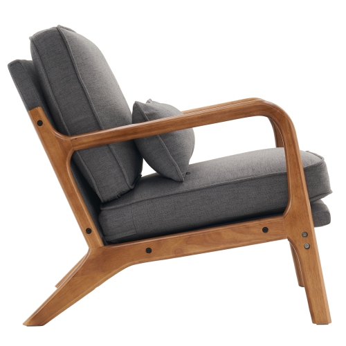 Karl Home – Fauteuil d'appoint en bois massif Mid Century, gris