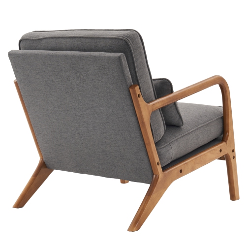 Karl Home – Fauteuil d'appoint en bois massif Mid Century, gris