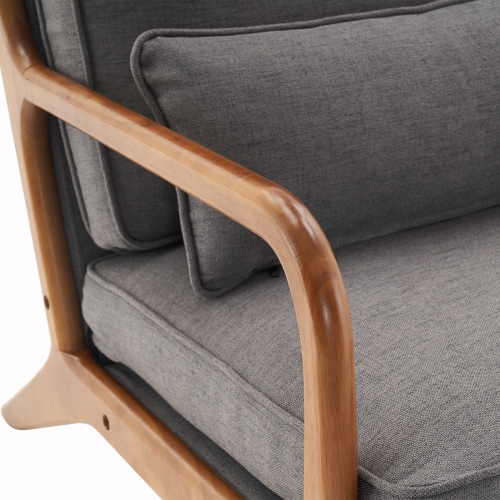 Karl Home – Fauteuil d'appoint en bois massif Mid Century, gris