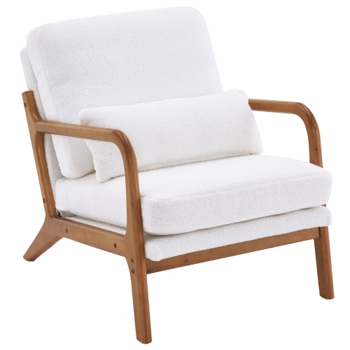 KARL HOME  Mid Century Solid Wood Accent Chair In White