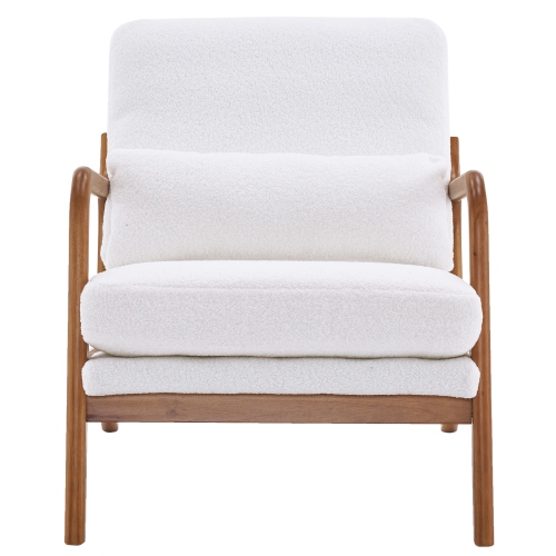 Karl Home Mid Century Solid Wood Accent Chair White