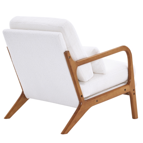 Karl Home Mid Century Solid Wood Accent Chair White