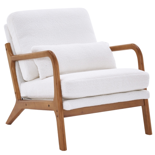 Karl Home Mid Century Solid Wood Accent Chair White