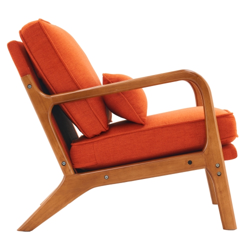 Karl Home Mid Century Solid Wood Accent Chair Orange