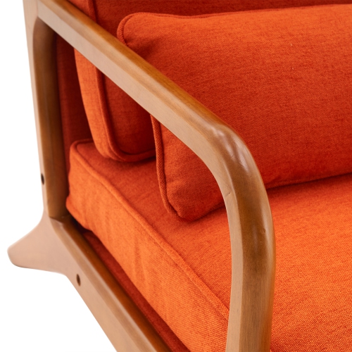 Karl Home Mid Century Solid Wood Accent Chair Orange