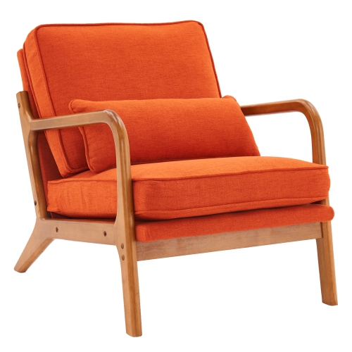 Karl Home Mid Century Solid Wood Accent Chair Orange