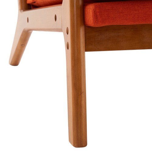 Karl Home Mid Century Solid Wood Accent Chair Orange