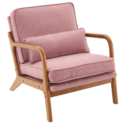 KARL HOME  Mid Century Solid Wood Accent Chair In Pink