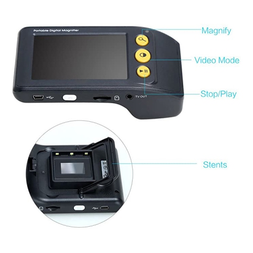 3.5-inch handheld auxiliary digital magnifier | 8 color modes | 2X-25X adjustable magnification | Portable reading aid | Suitable for students, the