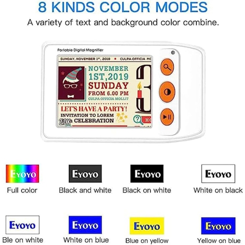 3.5-inch handheld auxiliary digital magnifier | 8 color modes | 2X-25X adjustable magnification | Portable reading aid | Suitable for students, the