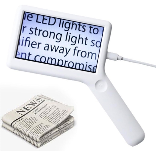 Portable 3-10x electronic reading magnifier | 6 LED eye protection lights | Rechargeable design | Anti-scratch base | HD vision aid