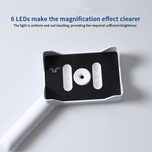 Portable 3-10x electronic reading magnifier | 6 LED eye protection lights | Rechargeable design | Anti-scratch base | HD vision aid