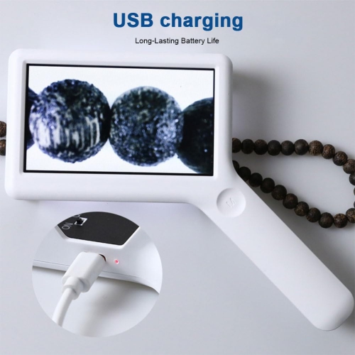 Portable 3-10x electronic reading magnifier | 6 LED eye protection lights | Rechargeable design | Anti-scratch base | HD vision aid