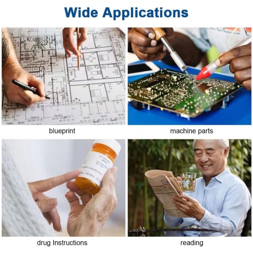 Portable 3-10x electronic reading magnifier | 6 LED eye protection lights | Rechargeable design | Anti-scratch base | HD vision aid