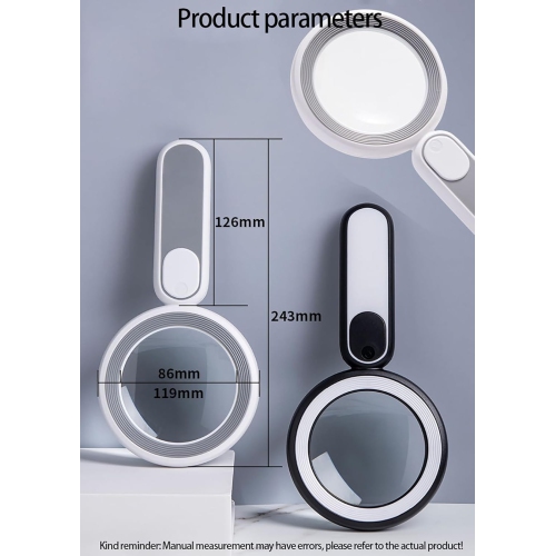 Loupe portative optique 20x LED 21 lumières froides et chaudes USB Interrupteur tactile de recharge Personnes âgées Loupe d'appréciation de lecture