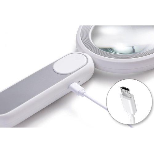 20x LED optical portable handheld magnifier 21 cold and warm lights USB charging touch switch Elderly reading appreciation magnifier