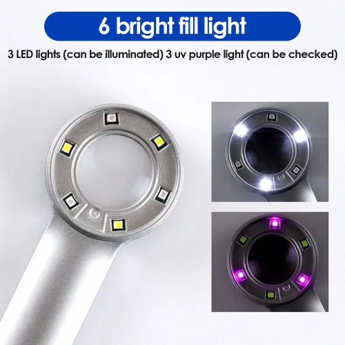 10x high-definition optical magnifier | Dual light source LED + UV detection | USB charging portable | Jewelry identification