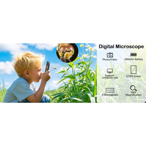 2-inch HD portable digital microscope | 600mAh rechargeable | 8 LED fill light | Suitable for reading/electronic repair/collectibles