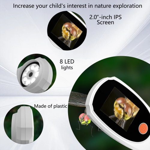 2-inch HD portable digital microscope | 600mAh rechargeable | 8 LED fill light | Suitable for reading/electronic repair/collectibles