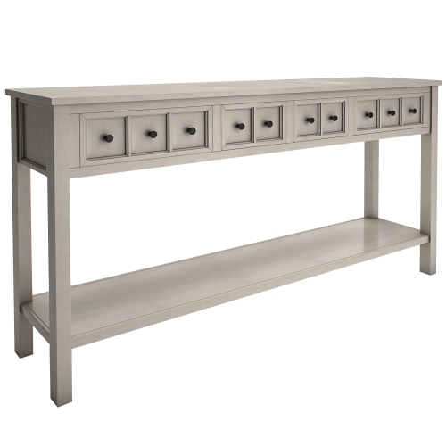 Kepooman Rustic Entryway Console Table, 60" Long Sofa Table with two Different Size Drawers and Bottom Shelf for Storage - Gray