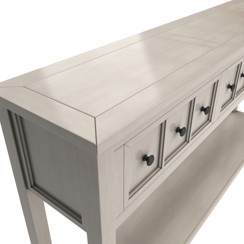 Kepooman Rustic Entryway Console Table, 60" Long Sofa Table with two Different Size Drawers and Bottom Shelf for Storage - Gray