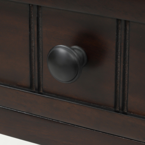 Console étroite Kepooman avec trois tiroirs de rangement et tablette inférieure pour entrée et salon - Espresso