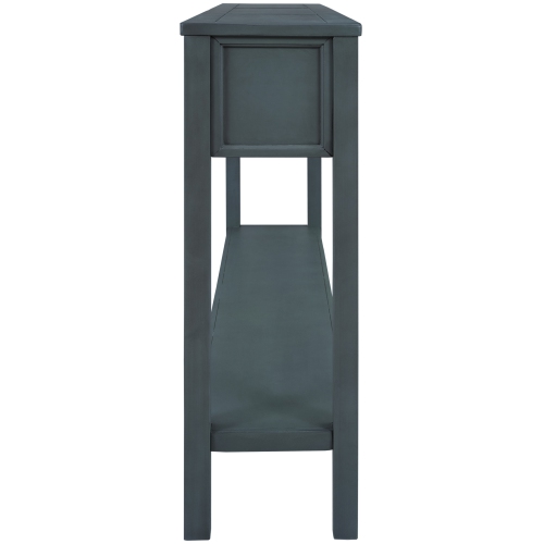Kepooman Rustic Entryway Console Table, 60" Long Sofa Table with two Different Size Drawers and Bottom Shelf for Storage - Navy