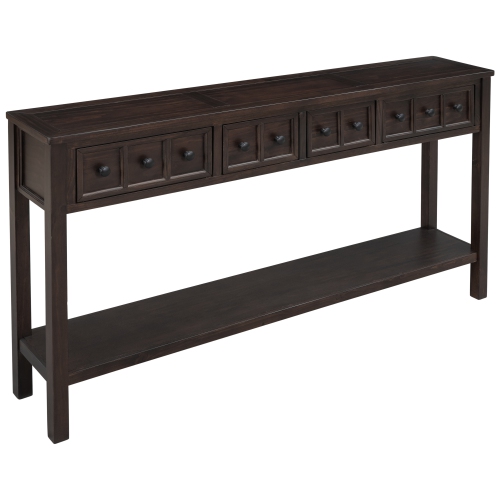 KEPOOMAN  Rustic Entryway Console Table, 60" Long Sofa Table With Two Different Size Drawers And Bottom Shelf for Storage - Espresso