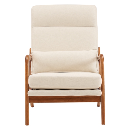 Karl Home Wide Armchair Solid Wood Accent Chair Beige