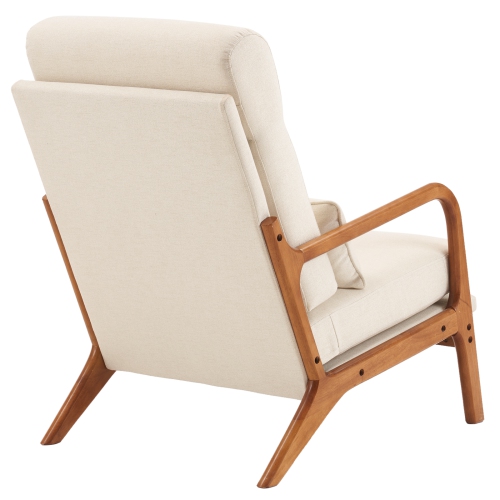 Karl Home Wide Armchair Solid Wood Accent Chair Beige