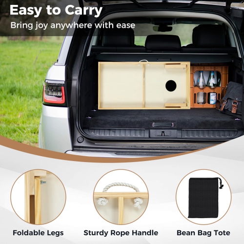 Costway 1/2 PCS 4'x2' Portable Corn Hole Game Board Includes 8 Bean Bags Solid Wood