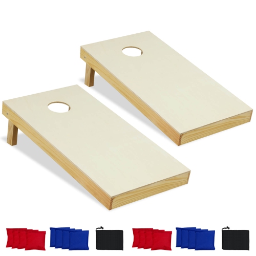 Costway 1/2 PCS 4'x2' Portable Corn Hole Game Board Includes 8 Bean Bags Solid Wood