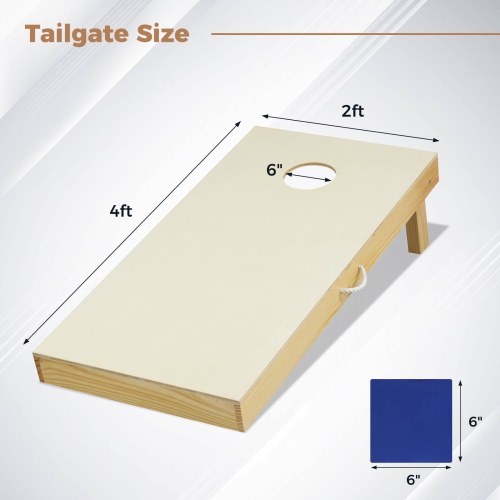 Costway 1/2 PCS 4'x2' Portable Corn Hole Game Board Includes 8 Bean Bags Solid Wood