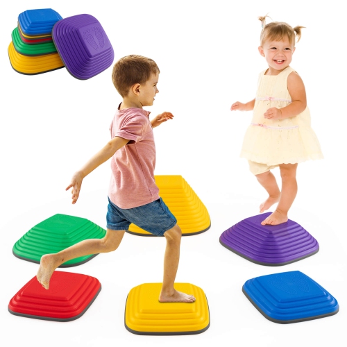 Ensemble de 6 blocs d'équilibre carrés pour enfants de Costway pour l'exercice intérieur/extérieur