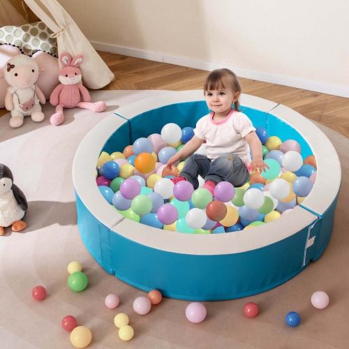 Costway 44.5" x 10" Baby Ball Pit Detachable Foam Ball Pit with 50 Colorful Ocean Balls Blue/Pink