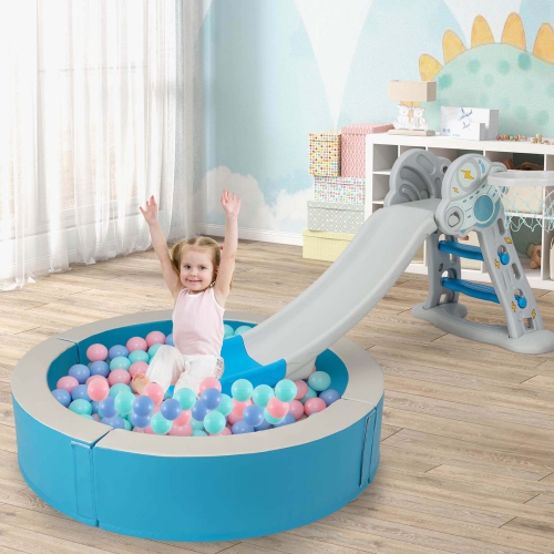Costway 44.5" x 10" Baby Ball Pit Detachable Foam Ball Pit with 50 Colorful Ocean Balls Blue/Pink