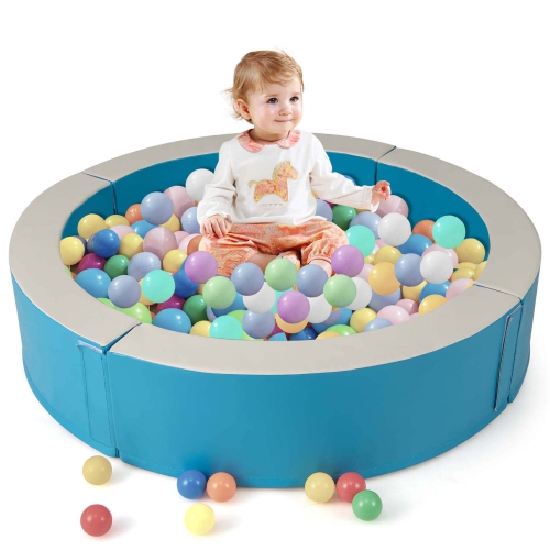 Costway 44.5" x 10" Baby Ball Pit Detachable Foam Ball Pit with 50 Colorful Ocean Balls Blue/Pink