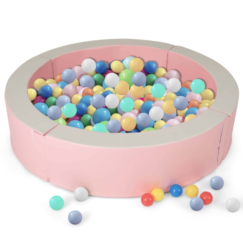 Costway 44.5" x 10" Baby Ball Pit Detachable Foam Ball Pit with 50 Colorful Ocean Balls Blue/Pink